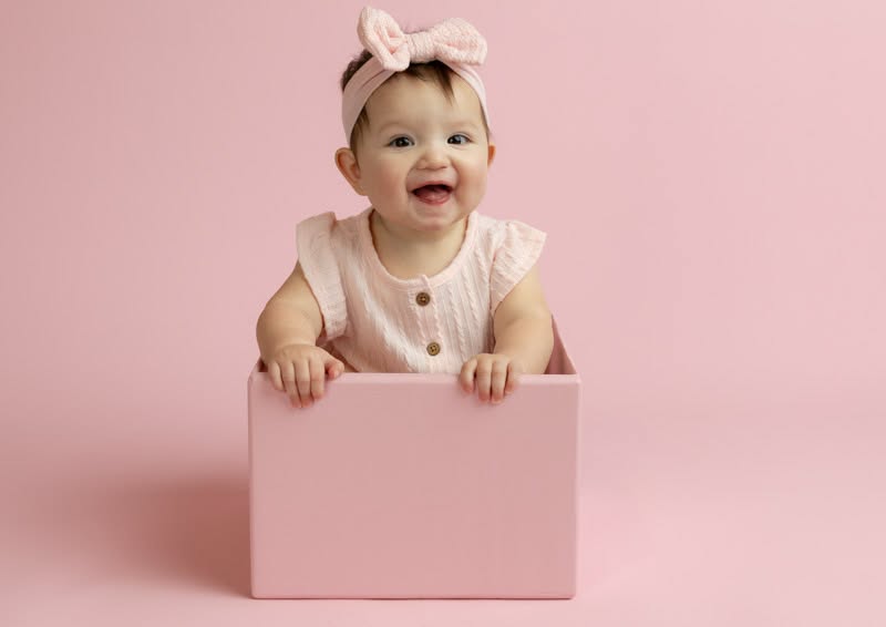 Baby portrait photography with pastel styling